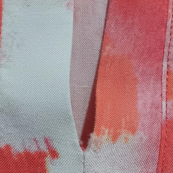 3 X$20 Natori Red and Orange Abstract Shirt Dress V neck Pockets Size M - Picture 13 of 14